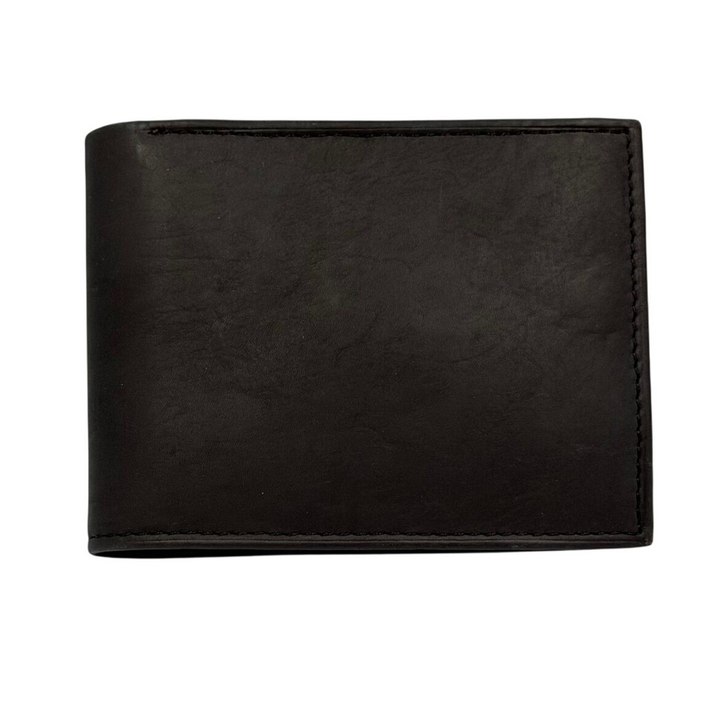 Mens Black Leather Bifold Wallet Coin Pocket Slim Minimalist Card Holder